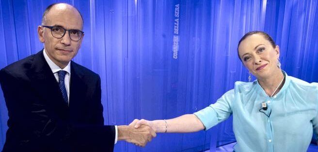 Dal confronto, Letta: «Italia a un bivio». Meloni:«Centrodestra governerà unito»