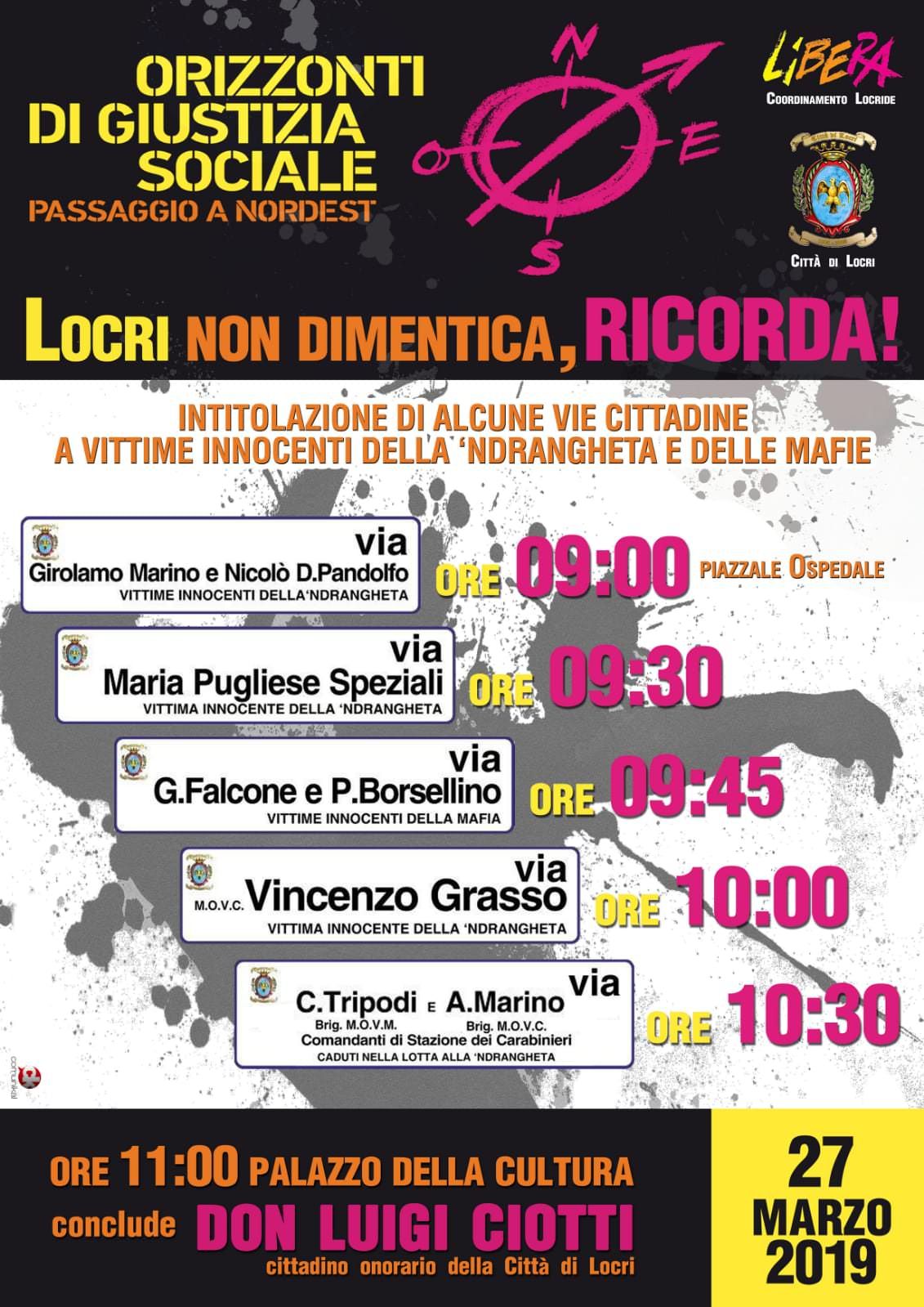 Locri dedica cinque strade alle vittime delle mafie