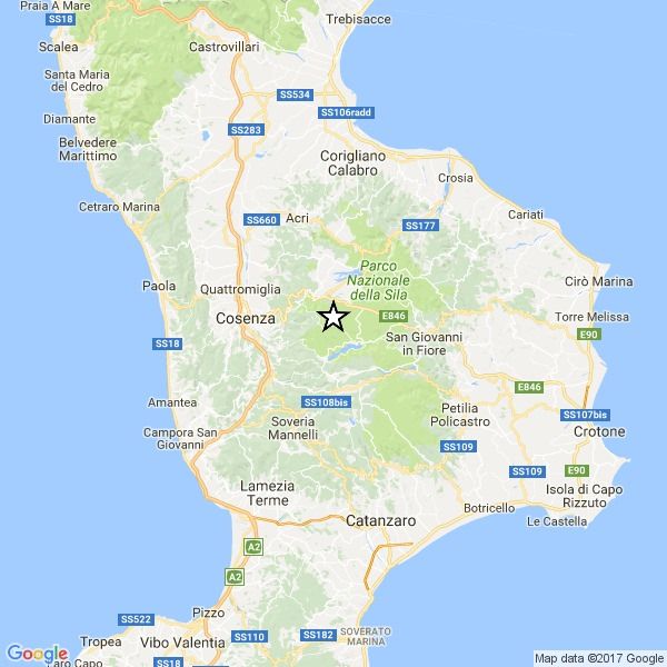 Scossa di magnitudo 3.1 nel Cosentino