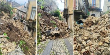 Grossa frana investe il centro abitato di Stilo: vigili del fuoco in azione – FOTO E VIDEO