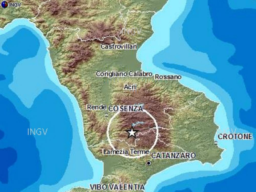 Scossa di terremoto nel Cosentino, magnitudo 2.6