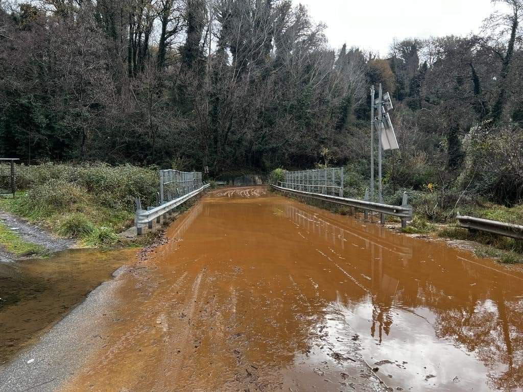 Frana a Grimaldi, la strada provinciale è interrotta