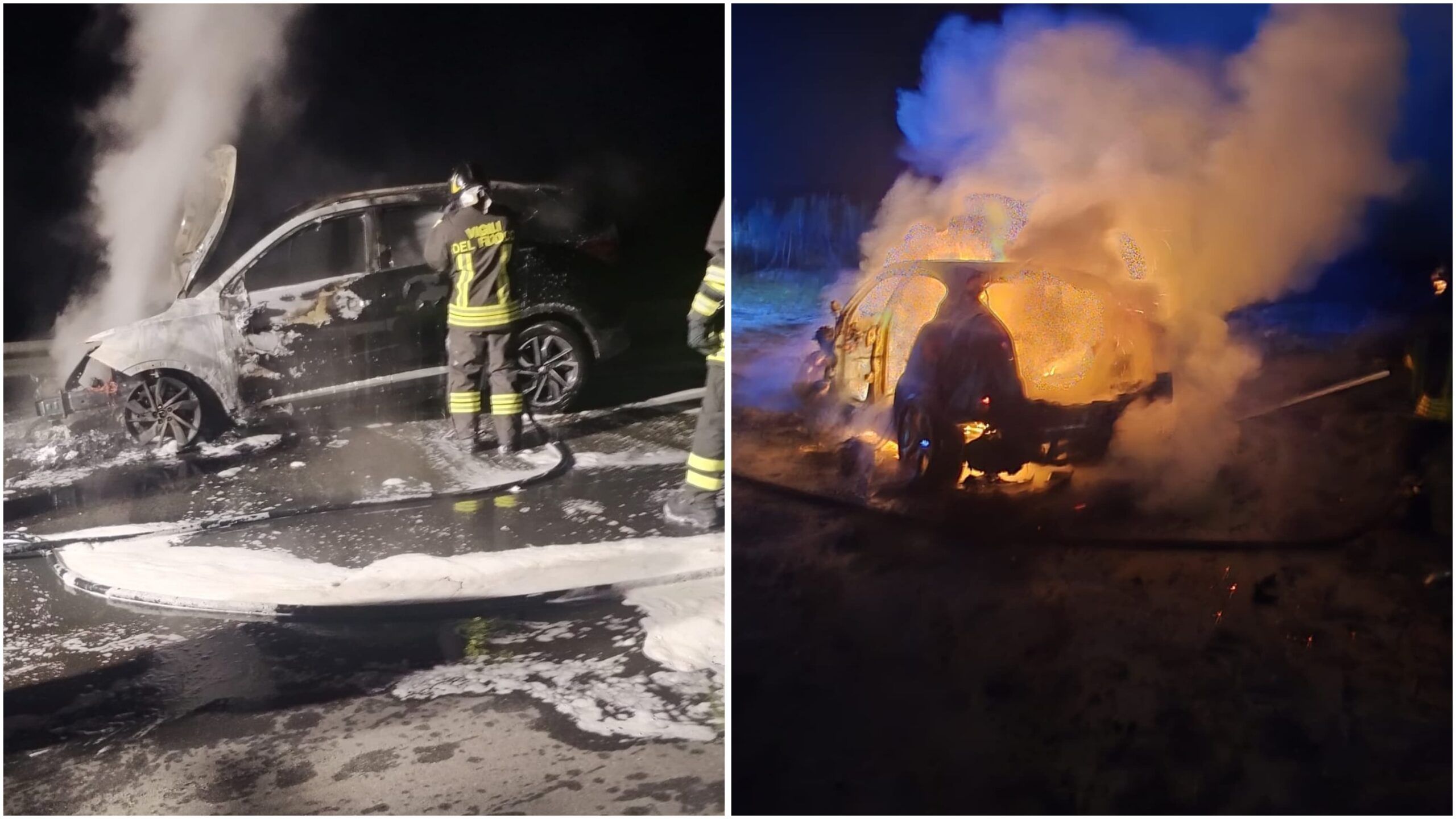 Notte di fuoco a Crotone, due auto in fiamme – FOTO