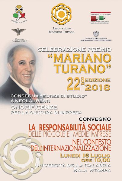 All'Unical la consegna del premio “Mariano Turano”