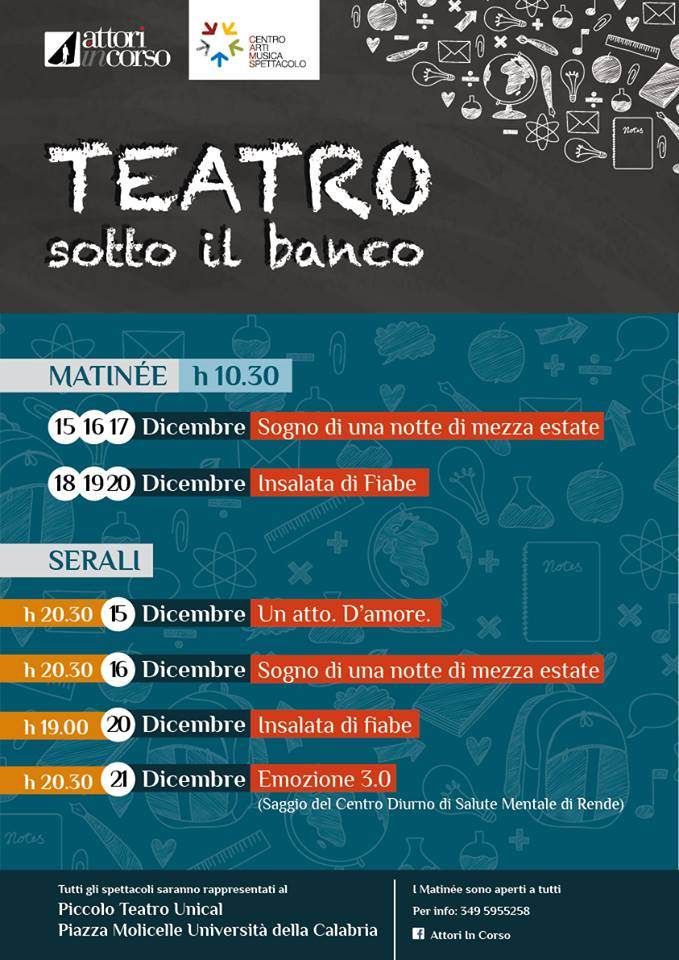 Unical, una settimana con “Teatro sotto il banco”