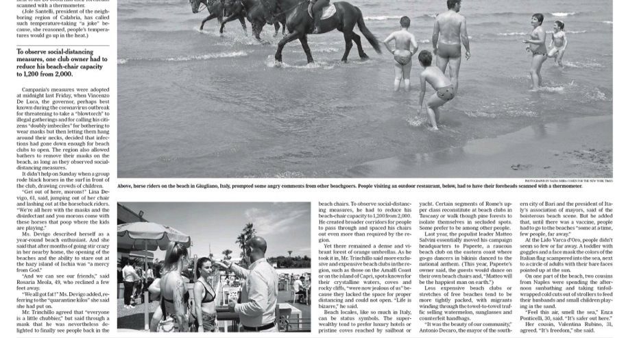 «È uno scherzo misurare la temperatura in spiaggia», Santelli finisce (di nuovo) sul New York Times