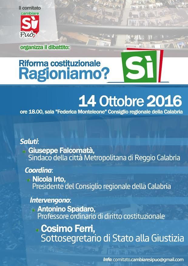 Reggio Calabria, dibattito sul referendum con Ferri e Spadaro