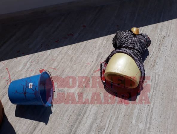 Manichino con la testa mozzata davanti al consiglio regionale