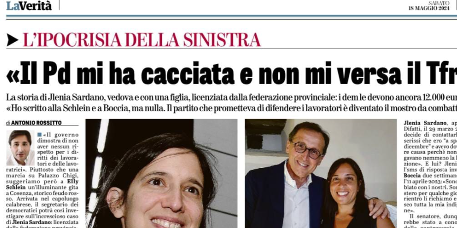 «Così il Pd mi ha licenziata e non mi paga stipendi arretrati e liquidazione»