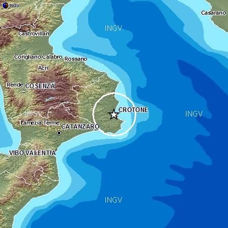 Scossa di magnitudo 2.7 a Crotone