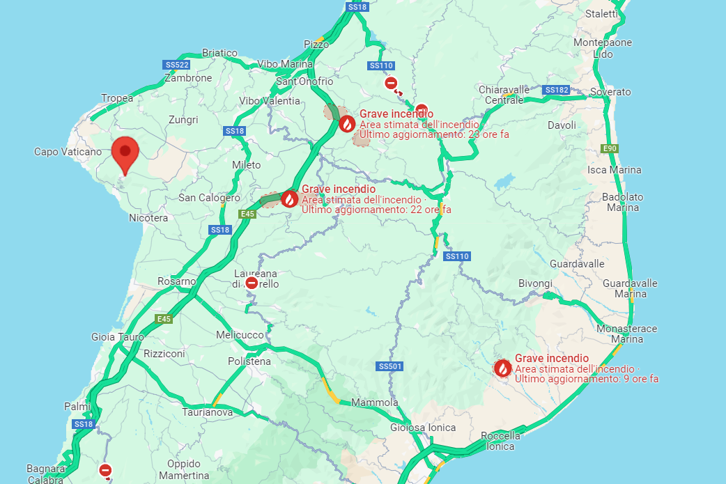 La Calabria brucia, la mappa degli ultimi roghi. 152 le persone individuate ad appiccare fuochi