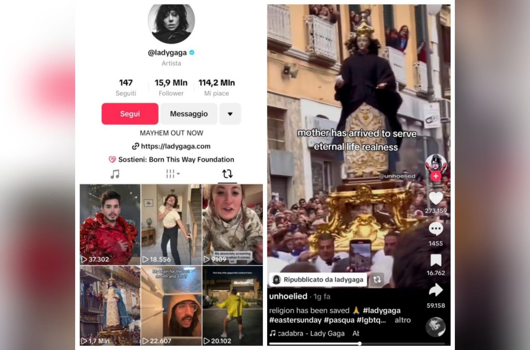 Lady Gaga condivide l’Affruntata di Vibo su TikTok: boom di visualizzazioni – VIDEO