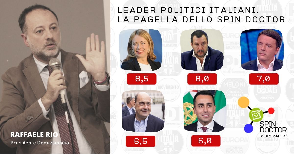 Demoskopika dà i voti ai leader. «Meloni ok, Di Maio appena sufficiente, Renzi bene ma autoreferenziale»