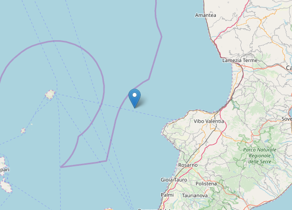 Terremoto di magnitudo 2.5 al largo di Vibo Valentia