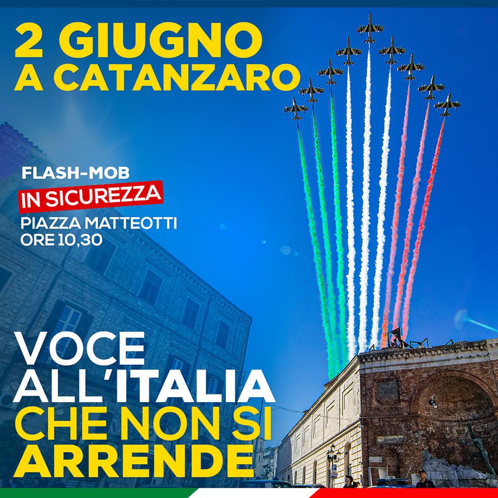 Festa delle Repubblica, domani a Catanzaro flash mob del centrodestra