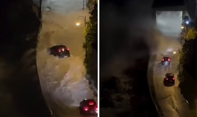 Mare in tempesta a Scilla, strade invase dall’acqua: paura per automobilisti e pedoni  – VIDEO