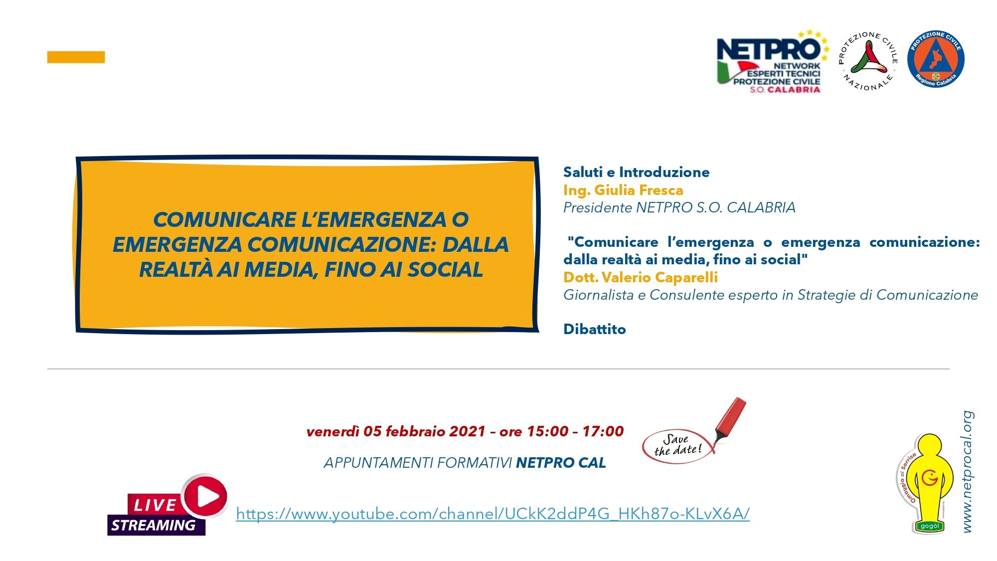 “Comunicare l’emergenza”: il prossimo webinar per la Prociv