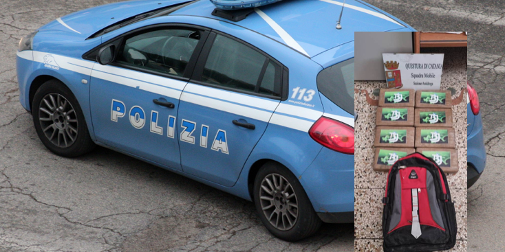 Corriere calabrese arrestato a Catania con 8 chili di cocaina