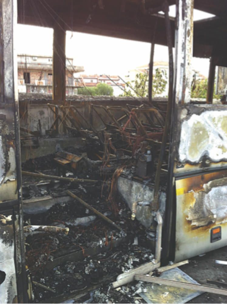 Dati alle fiamme sei autobus della società Federico