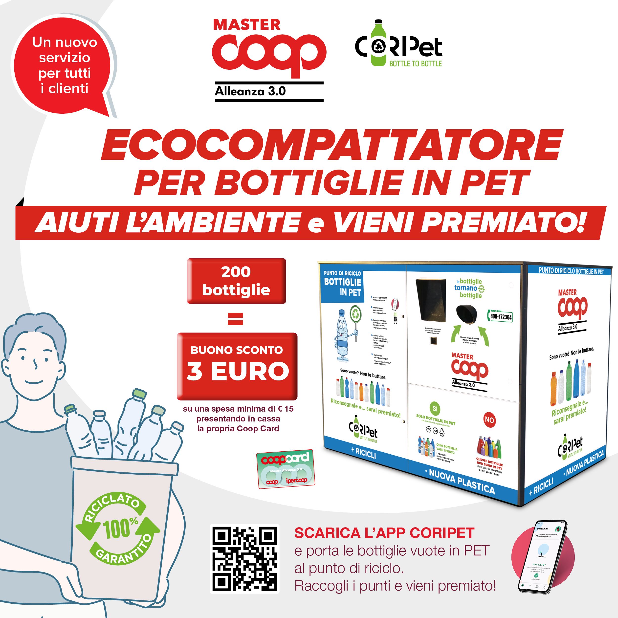 “Bottle to Bottle”, ecocompattatori in tutti i punti vendita Coop e Ipercoop della Calabria