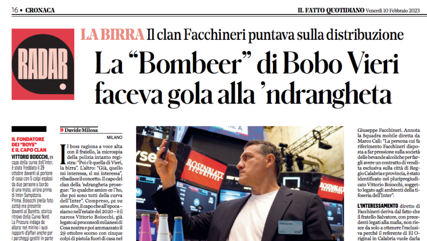 La 'ndrangheta voleva mettere le mani sulla "Bombeer" di Bobo Vieri